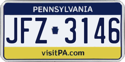 PA license plate JFZ3146