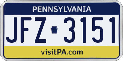 PA license plate JFZ3151