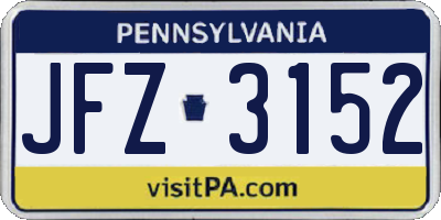 PA license plate JFZ3152
