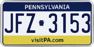 PA license plate JFZ3153