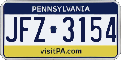 PA license plate JFZ3154