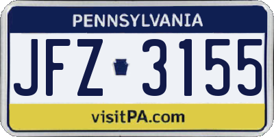 PA license plate JFZ3155