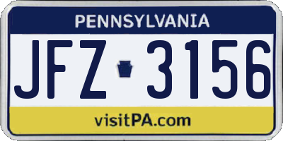 PA license plate JFZ3156