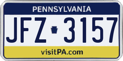 PA license plate JFZ3157