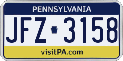 PA license plate JFZ3158