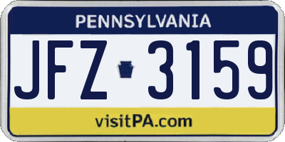 PA license plate JFZ3159