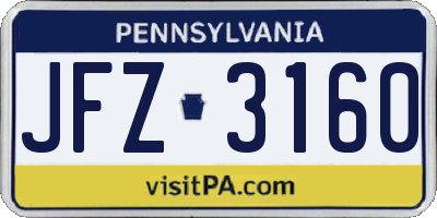 PA license plate JFZ3160