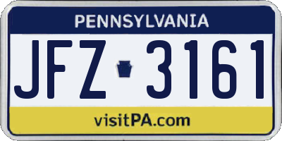 PA license plate JFZ3161