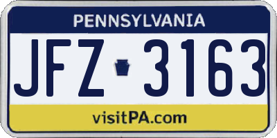 PA license plate JFZ3163