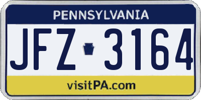 PA license plate JFZ3164