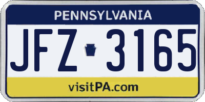 PA license plate JFZ3165