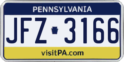PA license plate JFZ3166