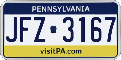 PA license plate JFZ3167