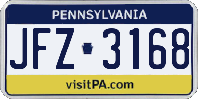 PA license plate JFZ3168