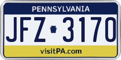 PA license plate JFZ3170