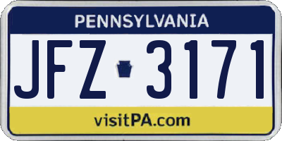 PA license plate JFZ3171