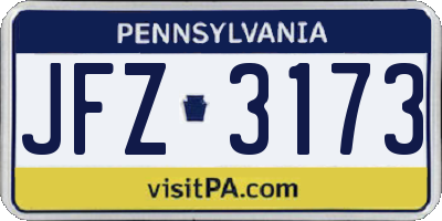PA license plate JFZ3173