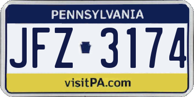 PA license plate JFZ3174