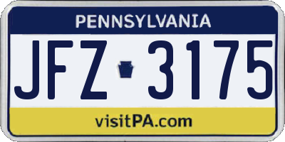 PA license plate JFZ3175