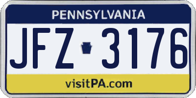 PA license plate JFZ3176