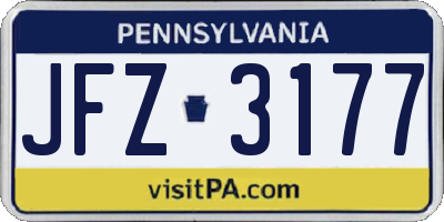 PA license plate JFZ3177