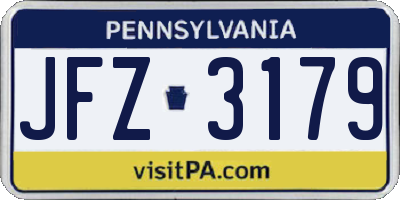 PA license plate JFZ3179