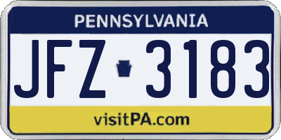 PA license plate JFZ3183