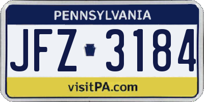 PA license plate JFZ3184