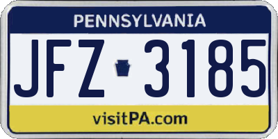 PA license plate JFZ3185
