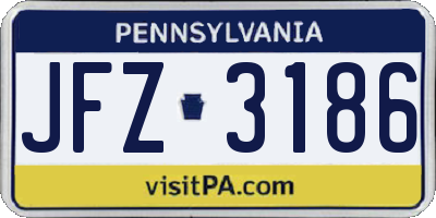PA license plate JFZ3186