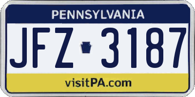 PA license plate JFZ3187