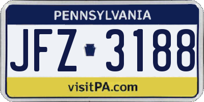 PA license plate JFZ3188