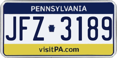 PA license plate JFZ3189
