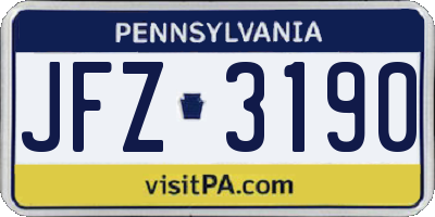 PA license plate JFZ3190
