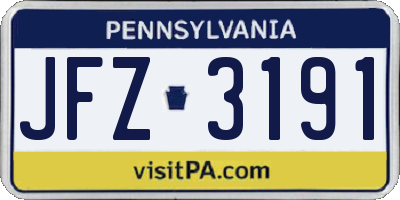 PA license plate JFZ3191