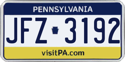 PA license plate JFZ3192
