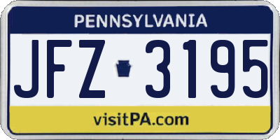 PA license plate JFZ3195