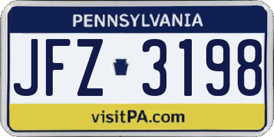 PA license plate JFZ3198