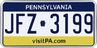 PA license plate JFZ3199