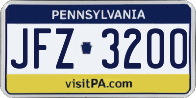 PA license plate JFZ3200