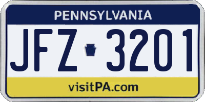 PA license plate JFZ3201