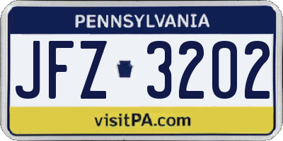 PA license plate JFZ3202