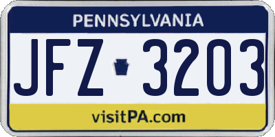 PA license plate JFZ3203