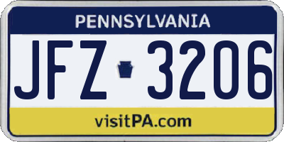 PA license plate JFZ3206