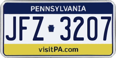 PA license plate JFZ3207