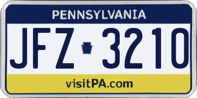 PA license plate JFZ3210