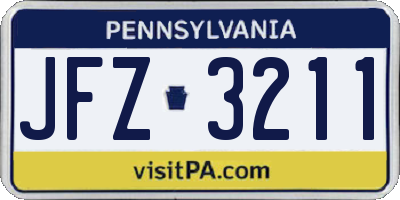 PA license plate JFZ3211