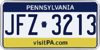 PA license plate JFZ3213