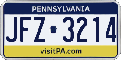 PA license plate JFZ3214