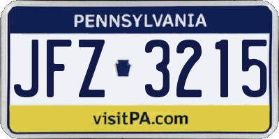 PA license plate JFZ3215